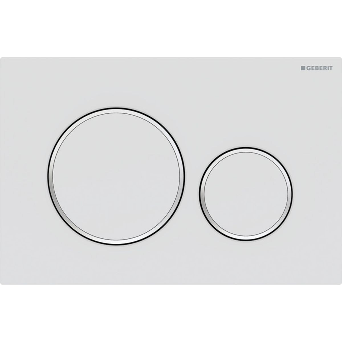 Plaque de déclenchement Geberit Sigma20 / Blanc mat laqué - anneaux design : chromé brillant