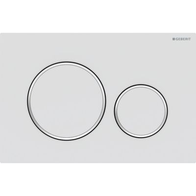 Plaque de déclenchement Geberit Sigma20 / Blanc mat laqué - anneaux design : chromé brillant