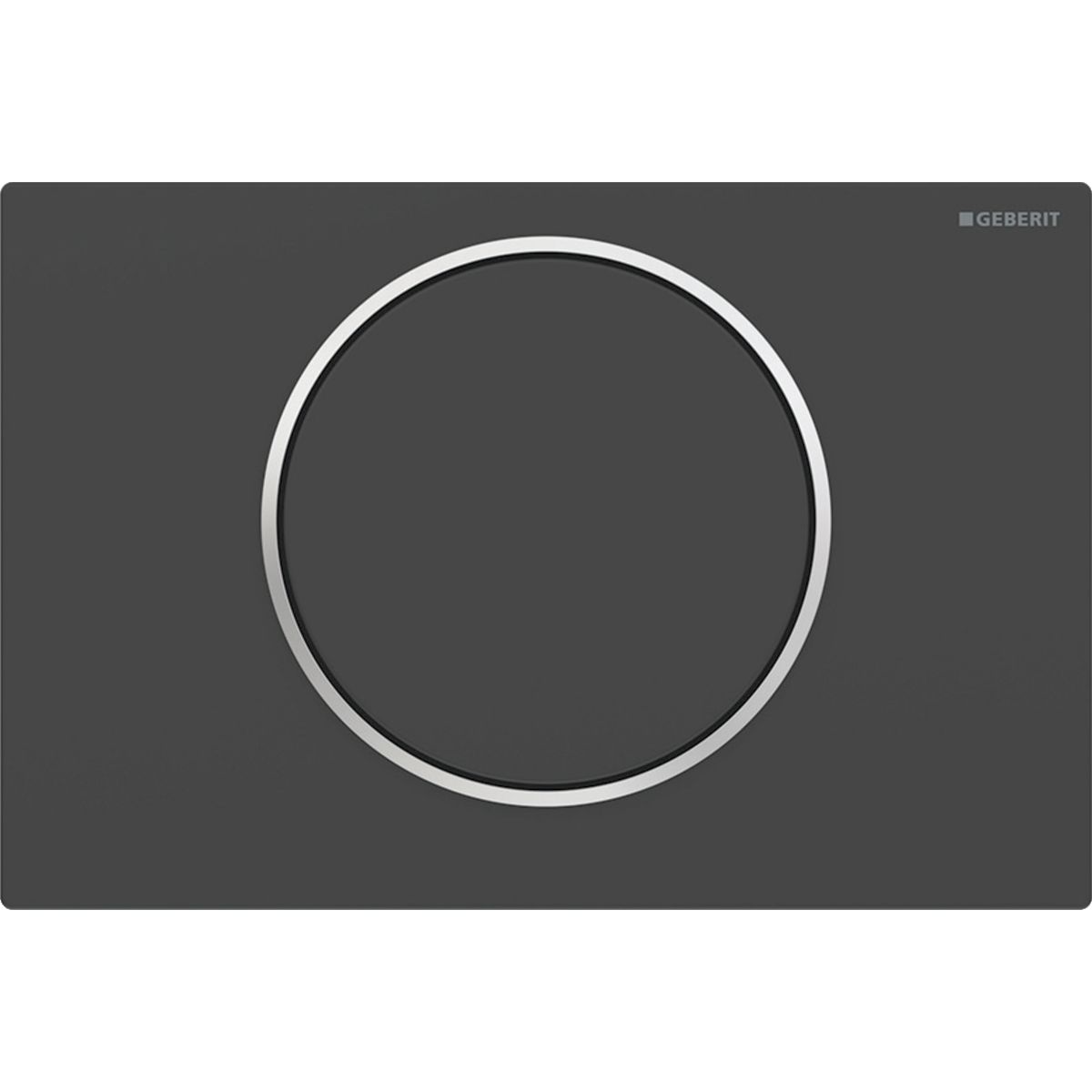Plaque de déclenchement Geberit Sigma10 en acier inoxydable / Noir mat - anneau design chromé