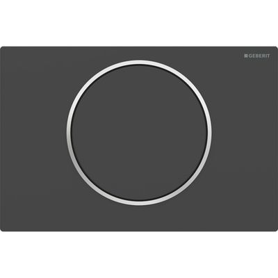 Plaque de déclenchement Geberit Sigma10 en acier inoxydable / Noir mat - anneau design chromé
