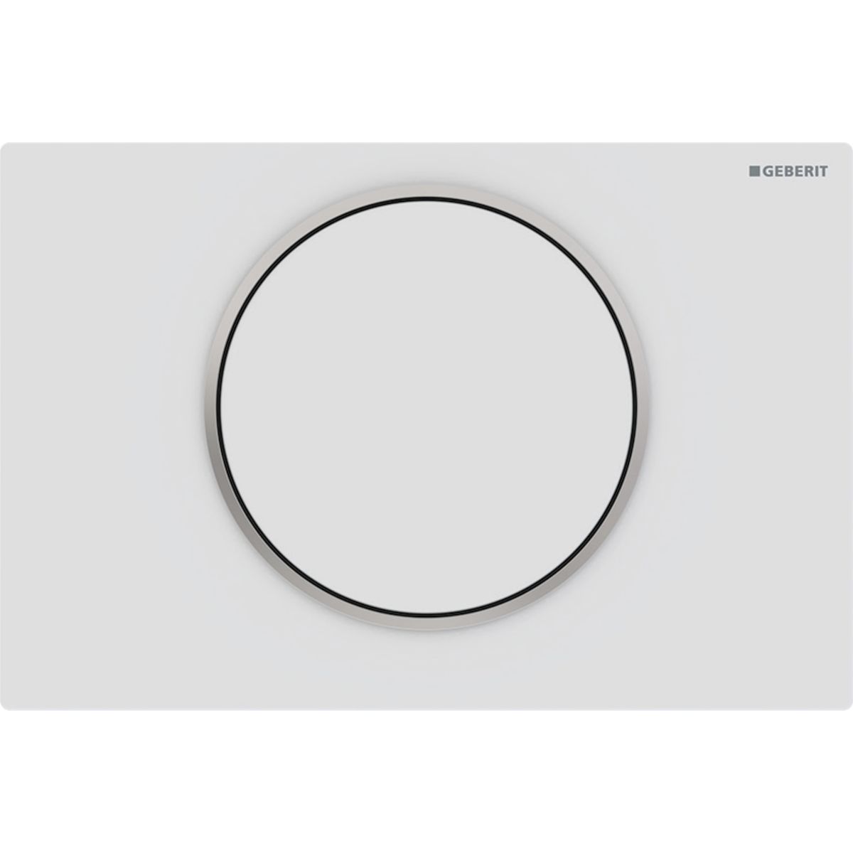 Plaque de déclenchement Geberit Sigma10 en acier inoxydable / Blanc mat - anneau design chromé