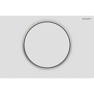 Plaque de déclenchement Geberit Sigma10 en acier inoxydable / Blanc mat - anneau design chromé