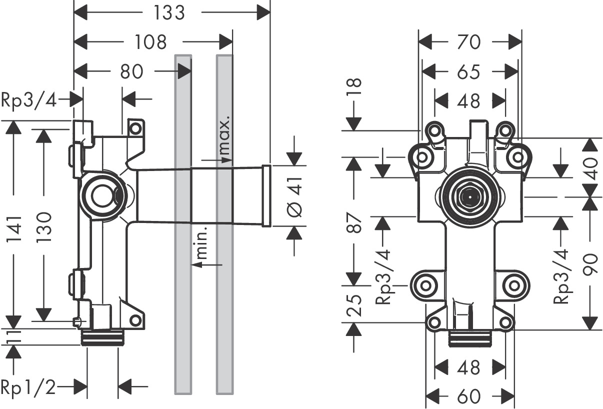 Corps d'encastrement AXOR ShowerSolutions pour ShowerModule - vue 2