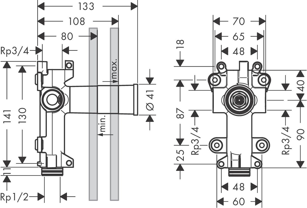 Corps d'encastrement AXOR ShowerSolutions pour ShowerModule