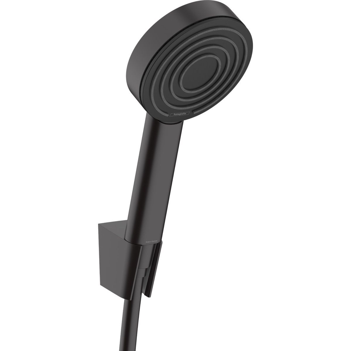 Support mural Hansgrohe avec douchette à main Pulsify S 105 et flexible Isiflex 1.25 m en noir mat