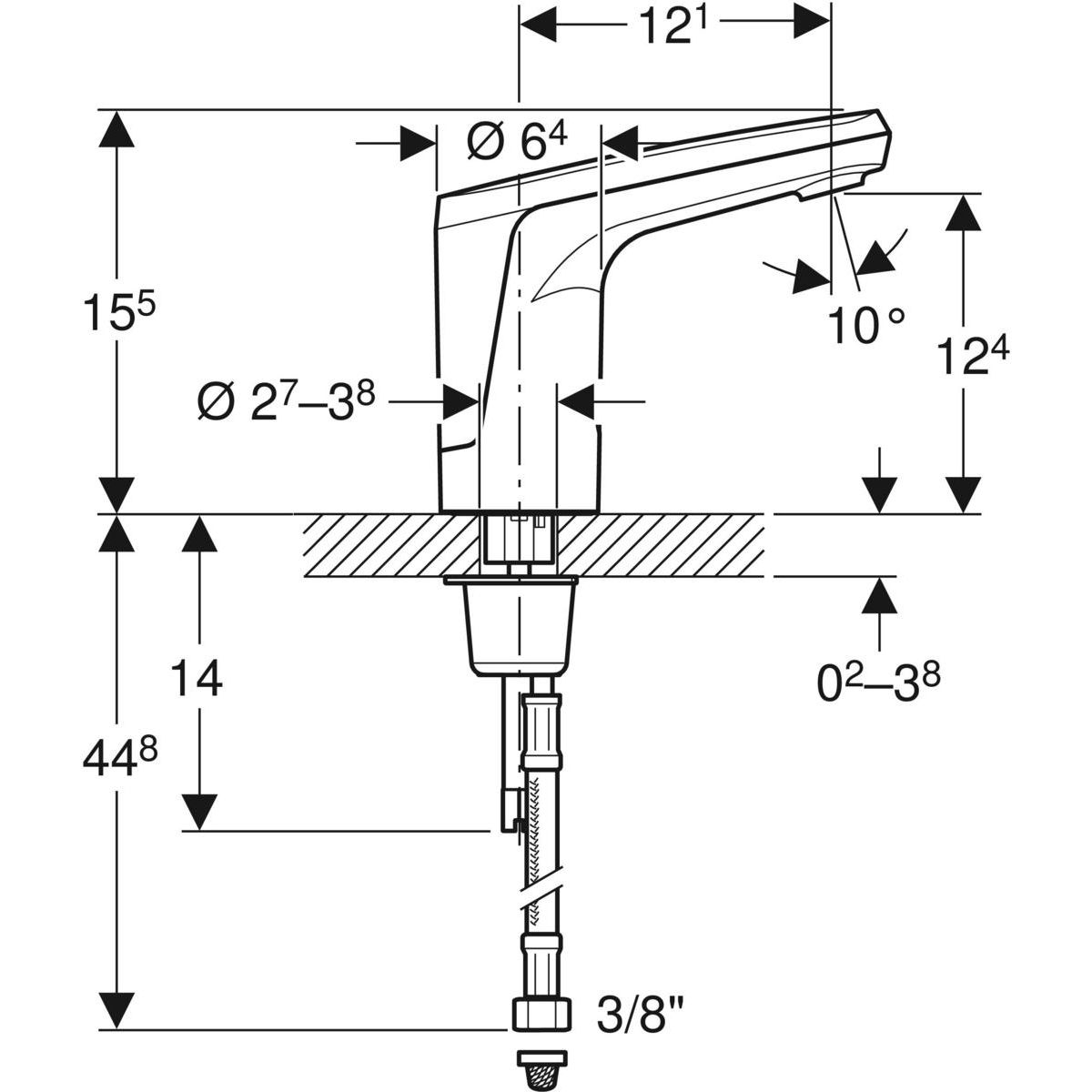 Robinet électronique de lavabo Geberit type 80, alimentation sur secteur