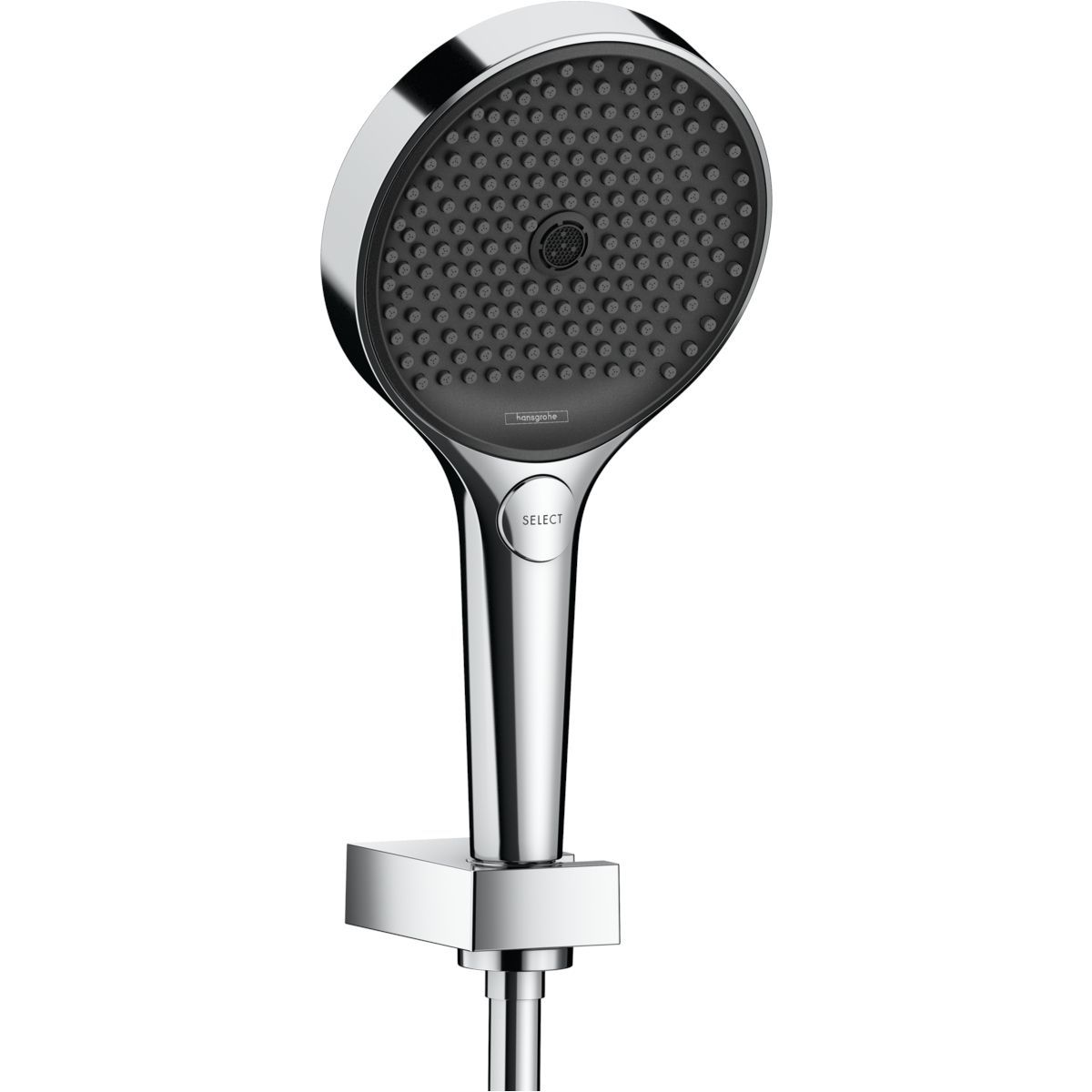 Support mural Hansgrohe avec douchette à main Rainfinity 130 3 jets PowderRain et flexible 125 cm en chromé