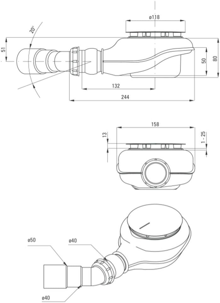 Bonde chromé Deante pour receveur de douche avec sortie 90 mm - débit d'évacuation 43 L/min - vue 4