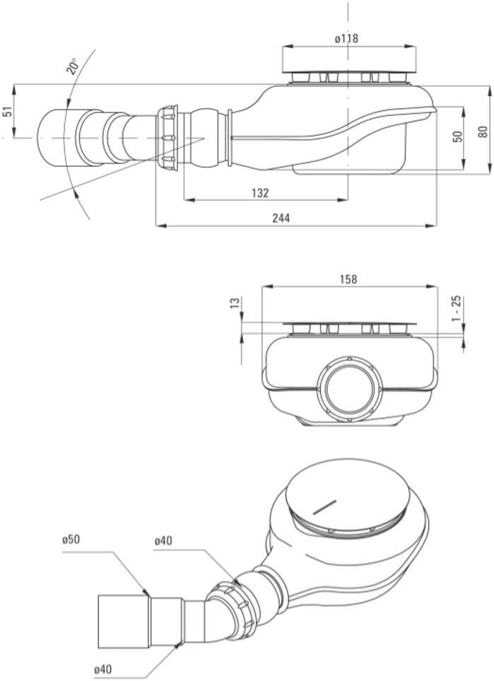 Bonde chromé Deante pour receveur de douche avec sortie 90 mm - débit d'évacuation 43 L/min — vue 4