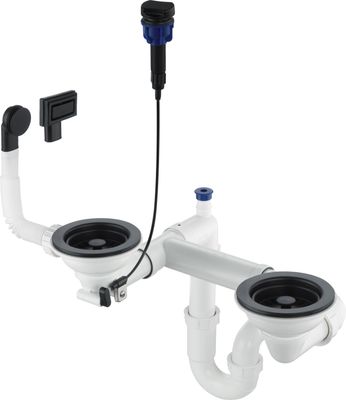 Kitchen sink drain granite Deante 2 bowls large plugs