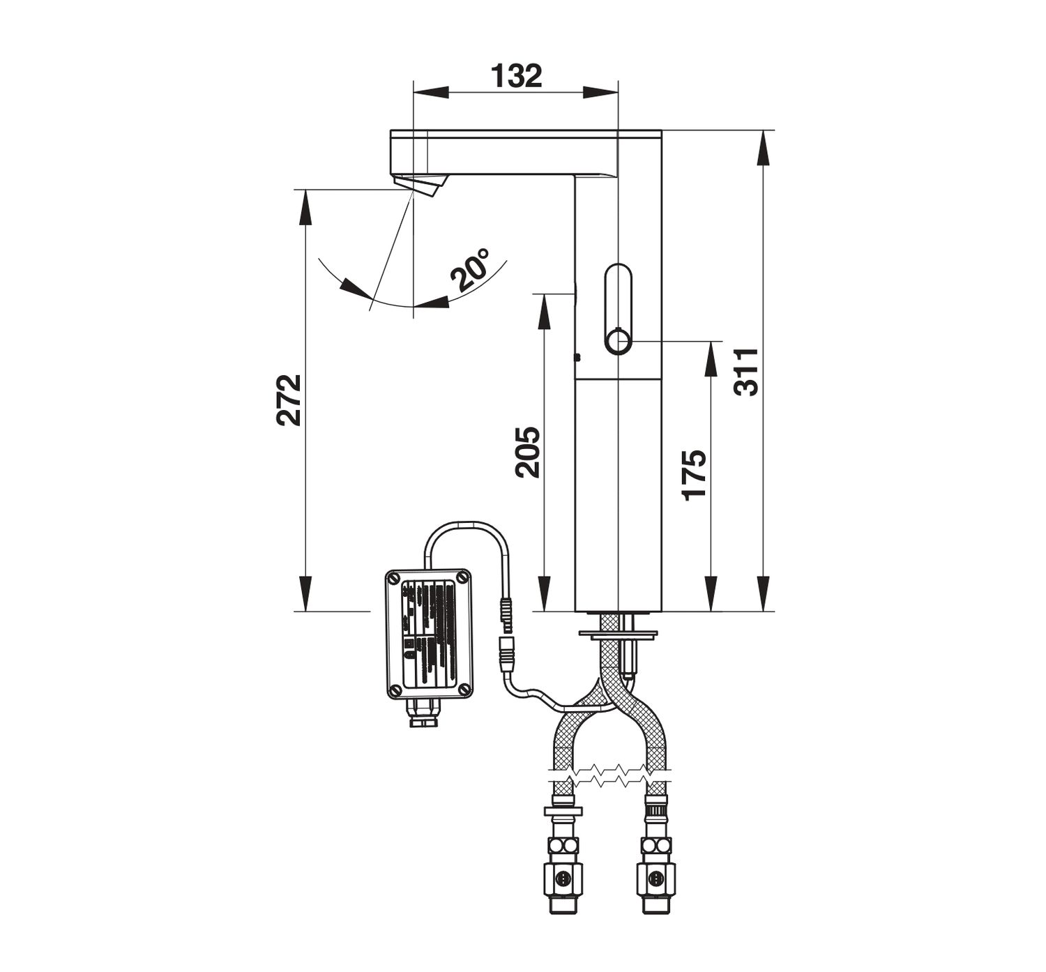 Robinet de lavabo rehaussé électronique sur secteur Presto So'o