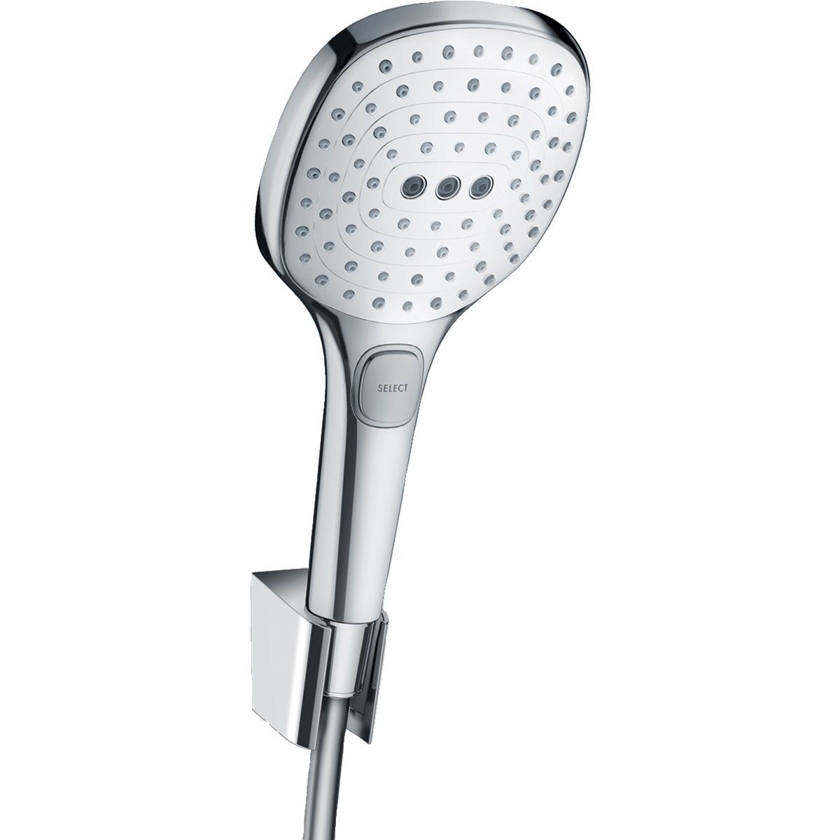 Support mural Hansgrohe avec douchette à main Raindance Select E 3 jets et flexible Isiflex