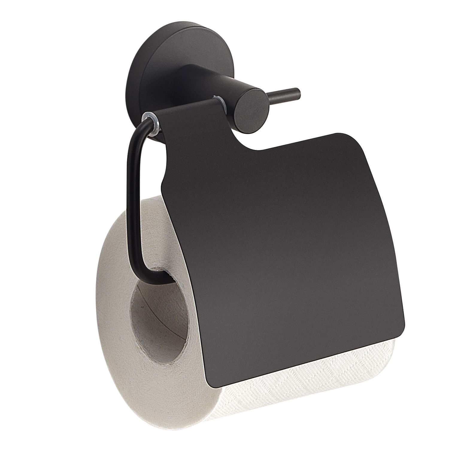 Porte-rouleau avec couvercle Felce en noir mat