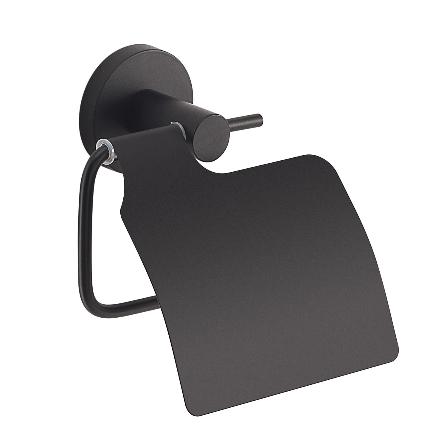 Felce Toilet Roll Holder with Lid in Matte Black