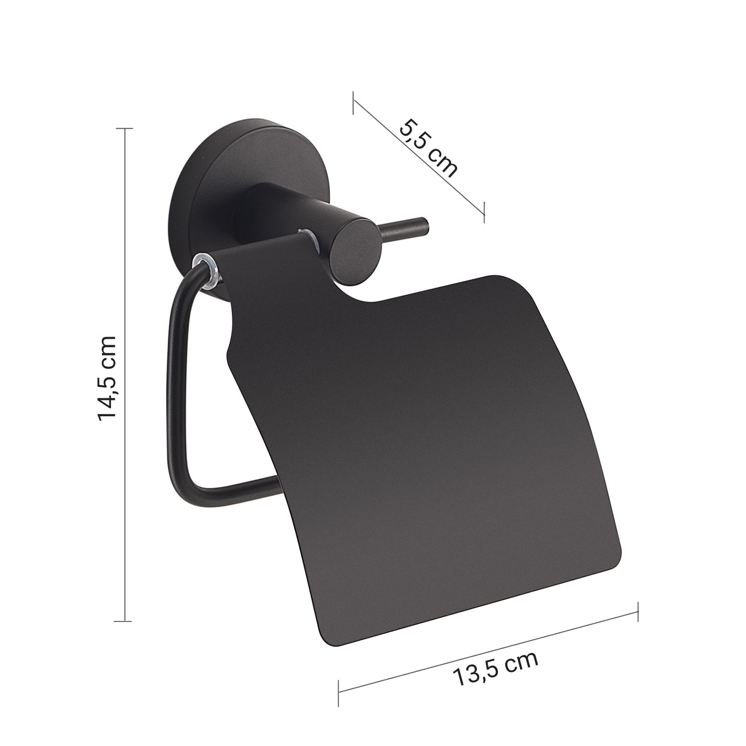 Porte-rouleau avec couvercle Felce en noir mat — vue 3