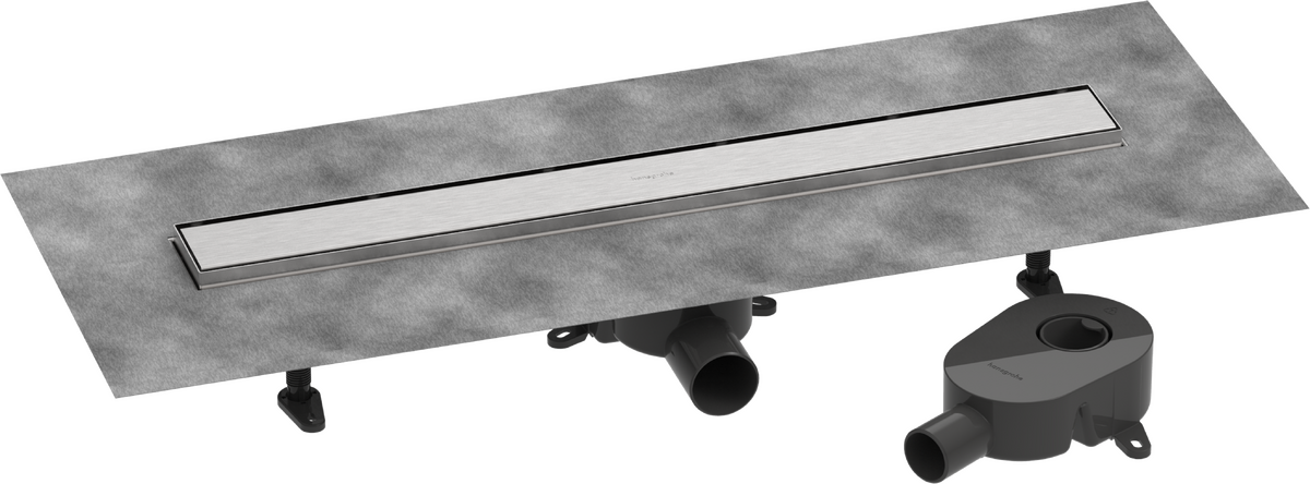 ​Pack complet Hansgrohe RainDrain Go pour installation caniveau de douche à carreler 700 mm en acier inoxydable brossé