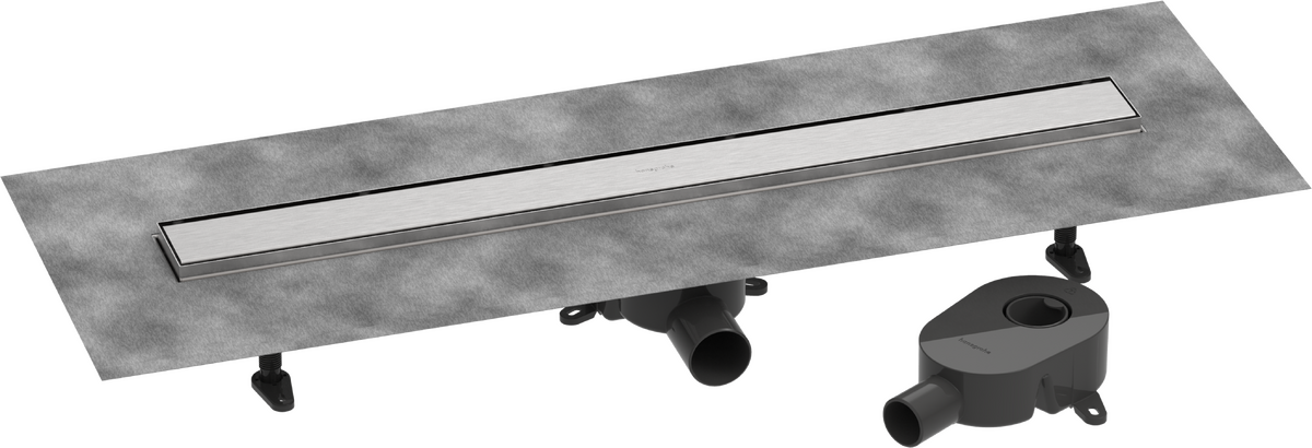 ​Pack complet Hansgrohe RainDrain Go pour installation caniveau de douche à carreler 800 mm en acier inoxydable brossé