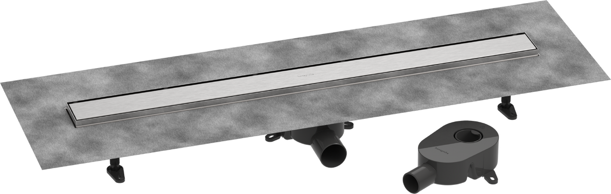 ​Pack complet Hansgrohe RainDrain Go pour installation caniveau de douche à carreler 900 mm en acier inoxydable brossé