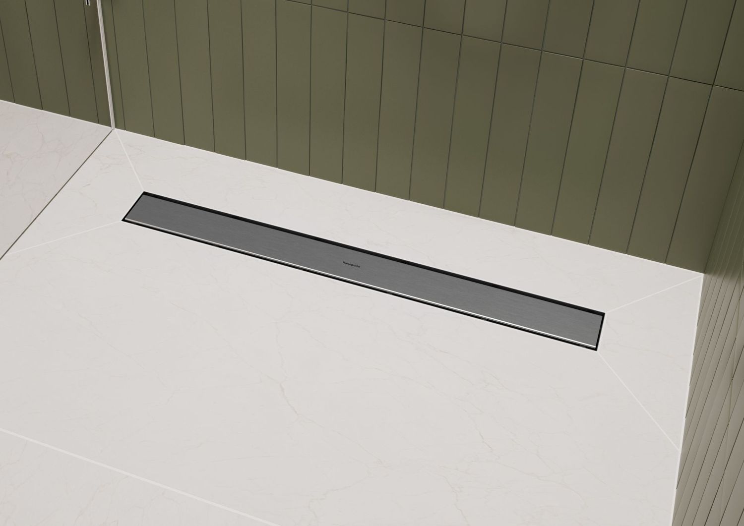 Pack complet Hansgrohe RainDrain Go pour installation caniveau de douche à carreler 1000 mm en acier inoxydable brossé - débit d'évacuation 31 L/min — vue 3