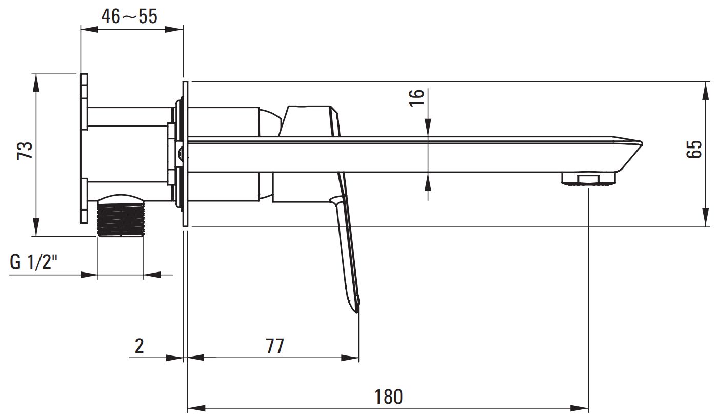 Mitigeur de lavabo encastré Deante Arnika 180 mm sans bonde en chromé — vue 4