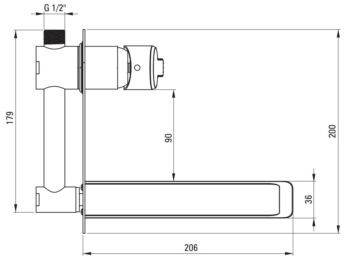 Mitigeur de lavabo encastré Deante Arnika 180 mm sans bonde en chromé — vue 5