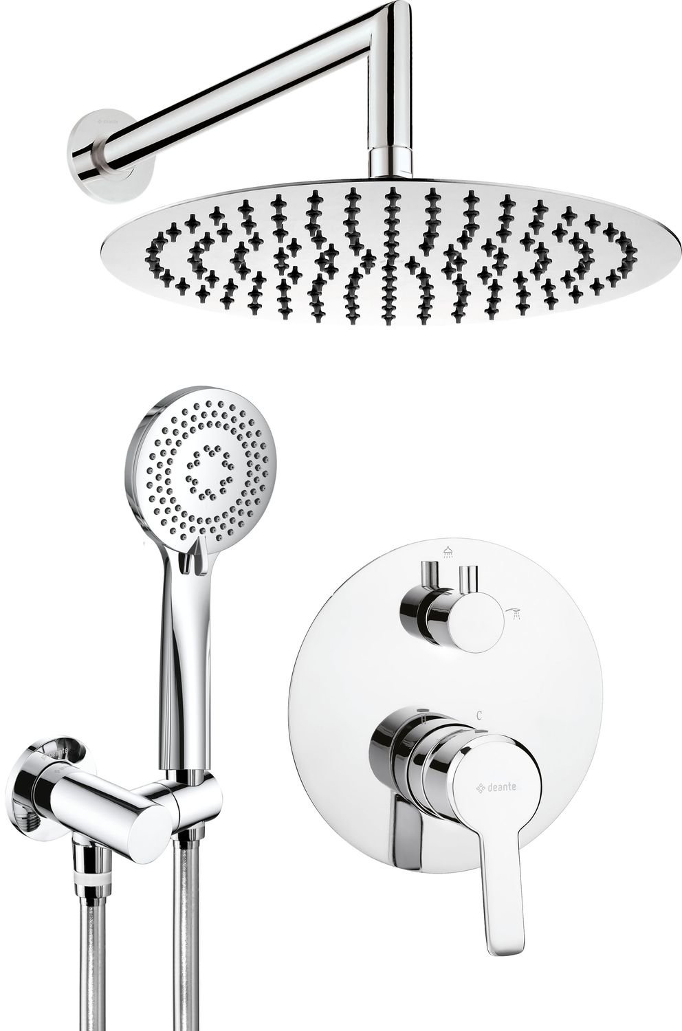 Ensemble de douche encastré Deante Arnika 250 en chromé