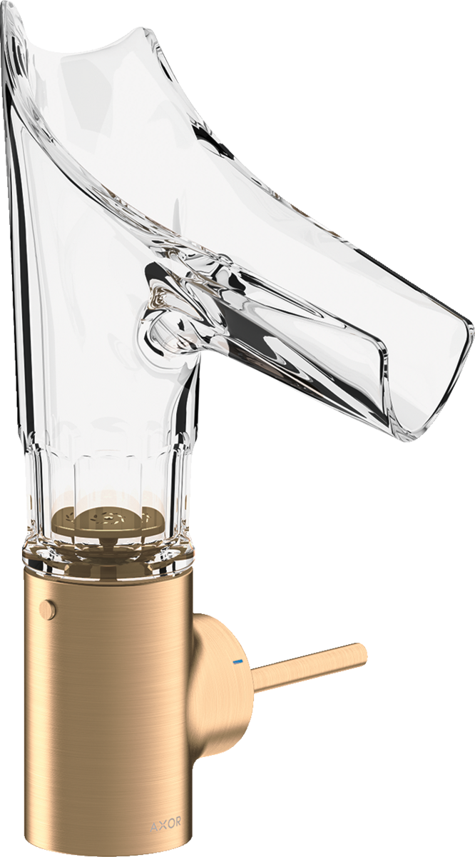 Mitigeur de lavabo AXOR Starck V 140 bec en verre coupe biseautée en bronze brossé