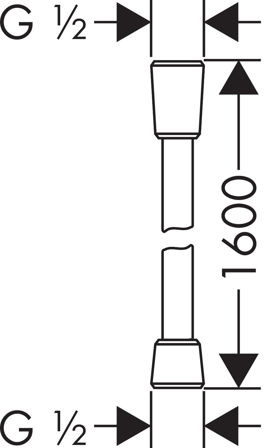 Flexible de douche Axor effet métal avec écrous coniques 1,60 m en acier inoxydable brossé — vue 2