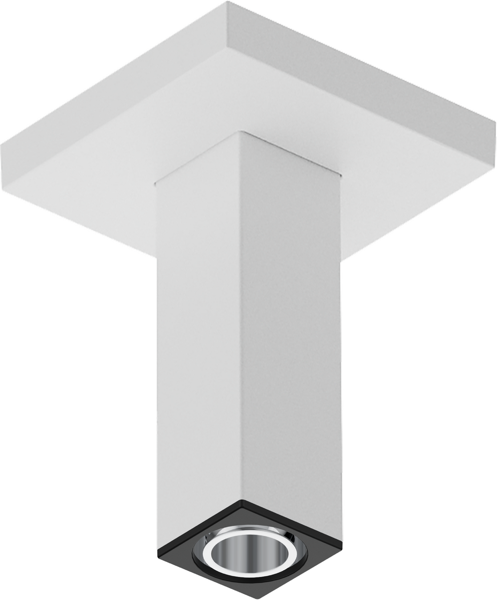 Bras de douche plafonné Hansgrohe 100 mm avec rosace carrée en blanc mat