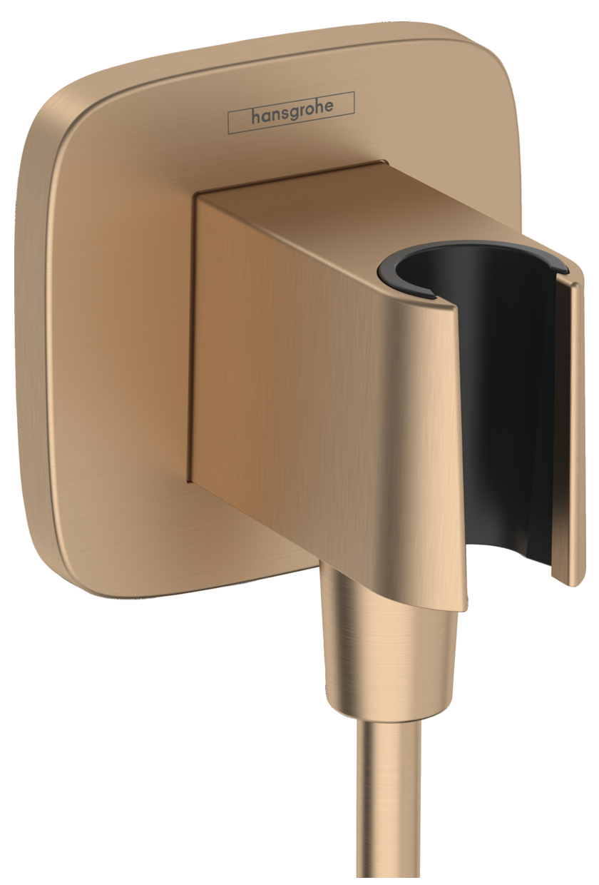 Coude de raccordement Hansgrohe Fixfit Q Porter avec support pour douchette en bronze brossé