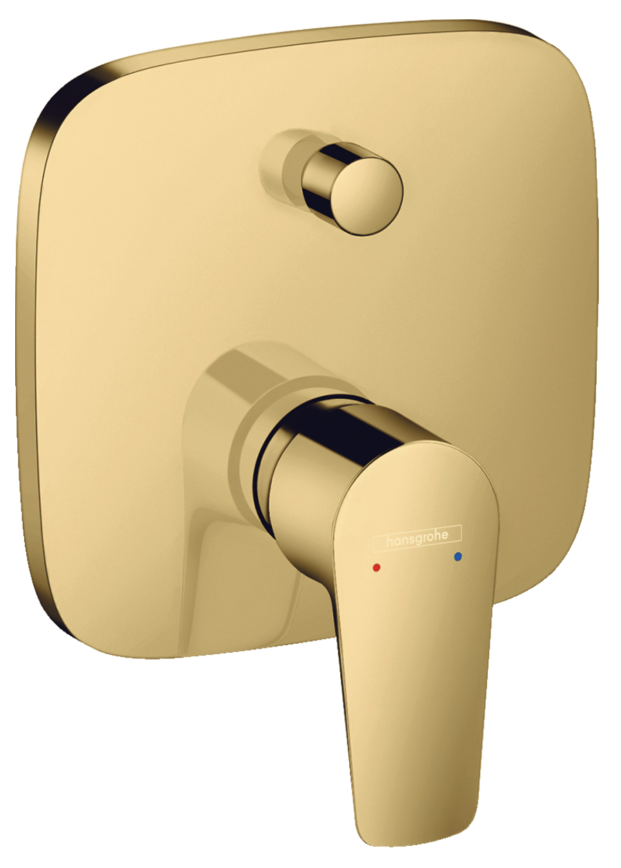 Set de finition pour mitigeur bain / douche encastré Hansgrohe Talis E, avec combinaison de sécurité intégrée en doré poli