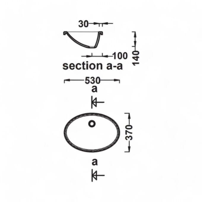 Vasque encastrable Ellipse 53 cm - vue 2