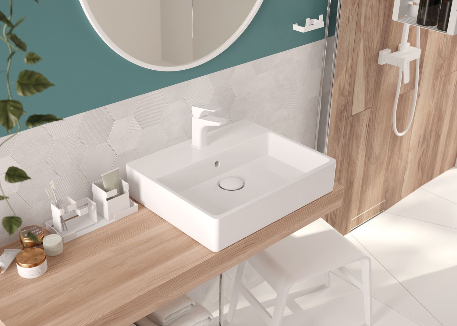 Bonde de lavabo Deante click-clac en blanc — vue 3