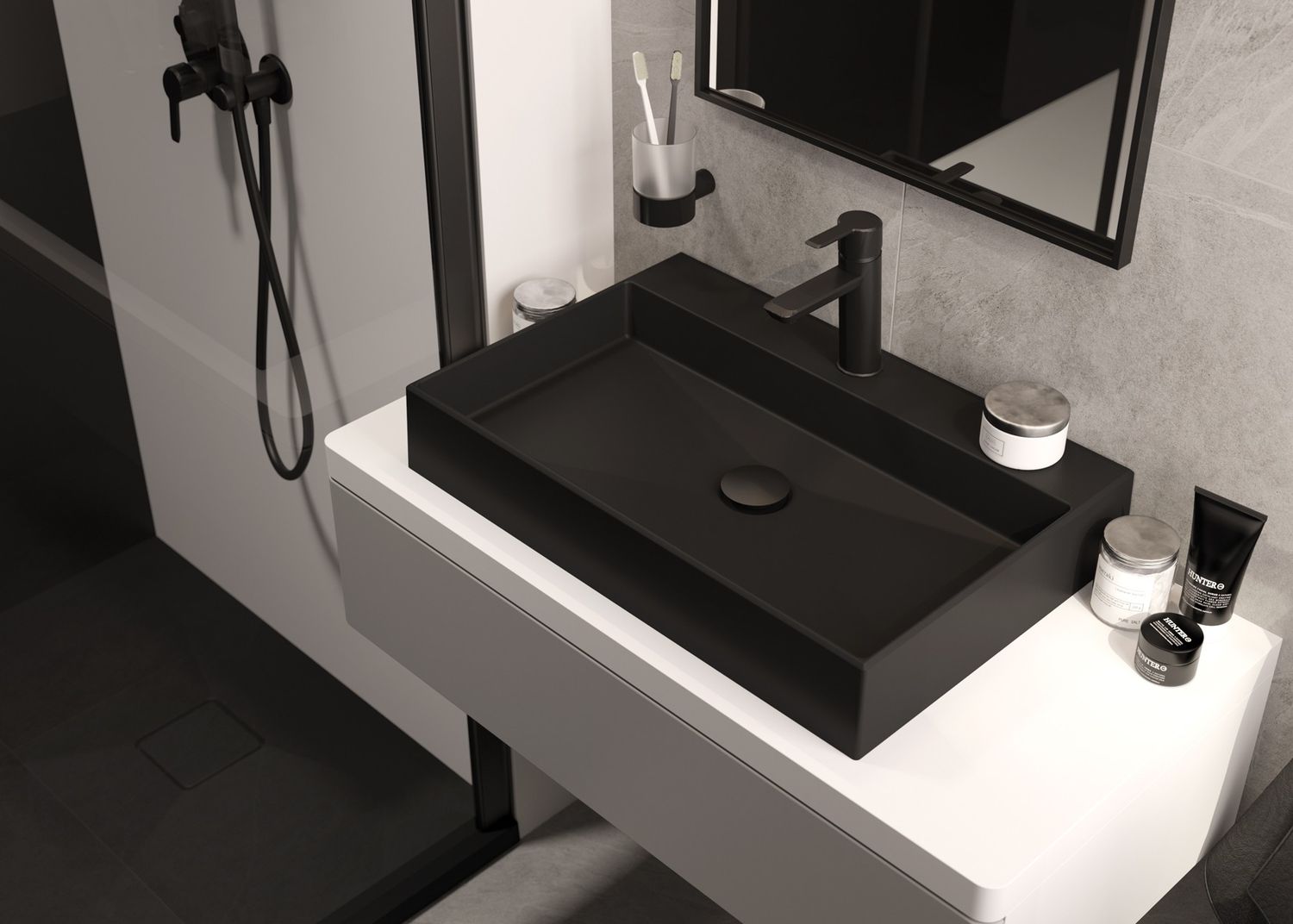 Mitigeur de lavabo Deante Arnika 100 sans bonde en noir mat — vue 5