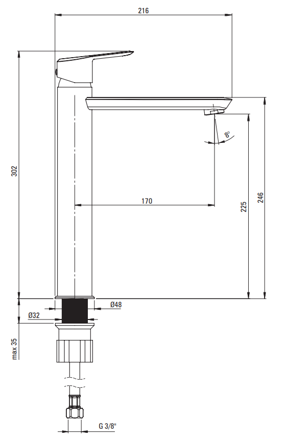 Mitigeur de lavabo rehaussé Deante Arnika 225 sans bonde en chromé - vue 5