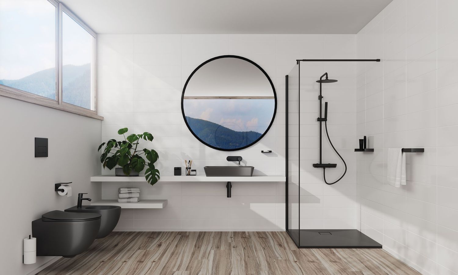 Mitigeur de lavabo encastré Deante Arnika 180 mm sans bonde en noir mat — vue 4