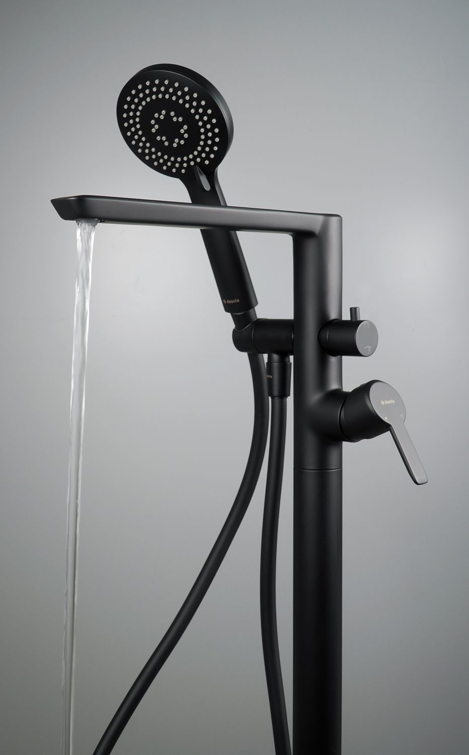 Bath/Shower Mixer Deante Arnika for Floor Mounting in Matte Black