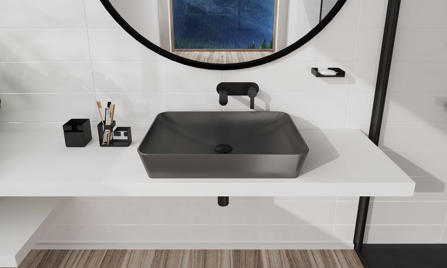 Deante Arnika 180 mm Built-in Basin Mixer in Matte Black