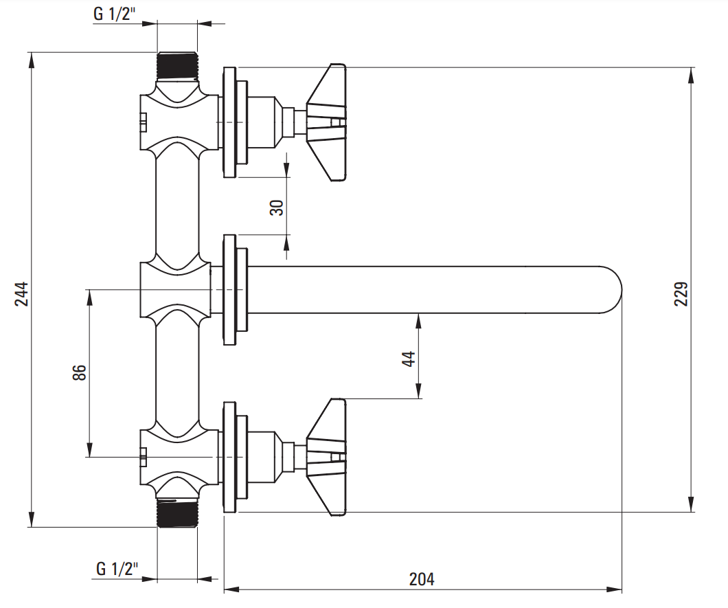 Mélangeur de lavabo 3 trous encastré Deante Temisto 193 mm sans bonde en chromé - vue 4