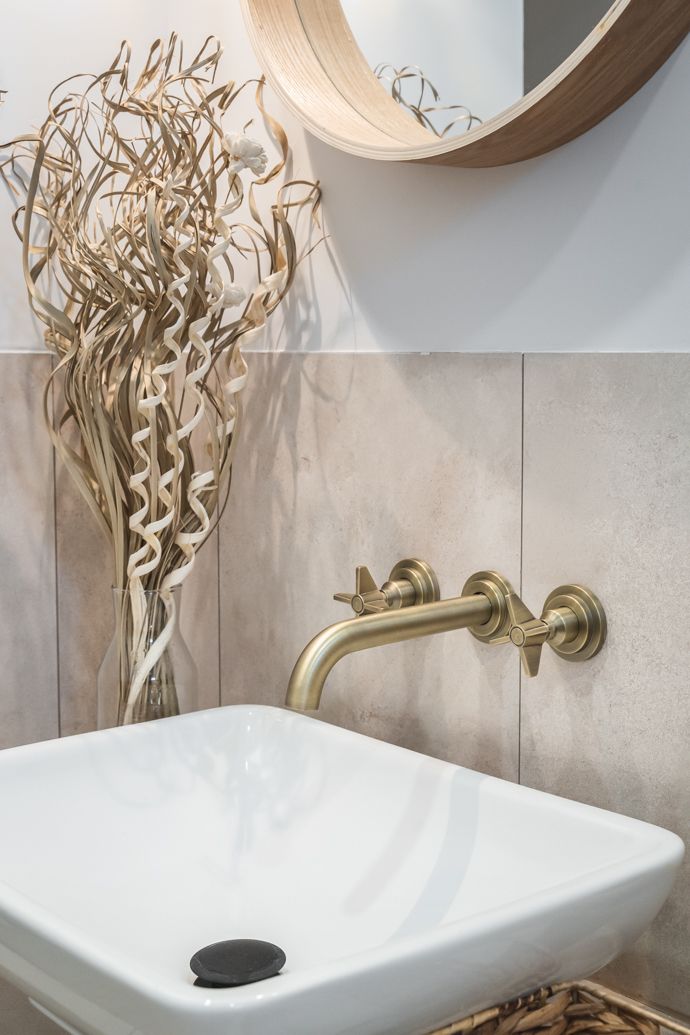 Mélangeur de lavabo 3 trous encastré Deante Temisto 193 mm sans bonde en PVD laiton brossé — vue 3