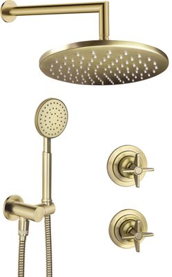 Ensemble de douche encastré Deante Temisto 250 en PVD laiton brossé