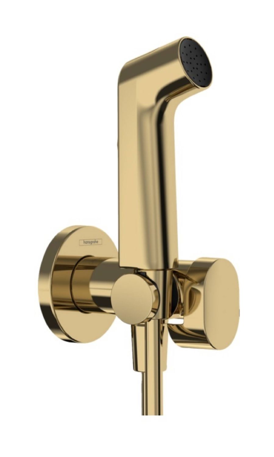 Douchette hygiénique pour WC Hansgrohe S en doré poli pour eau froide avec support et flexible