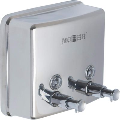 Distributeur de savon liquide mural double Nofer en chromé brillant