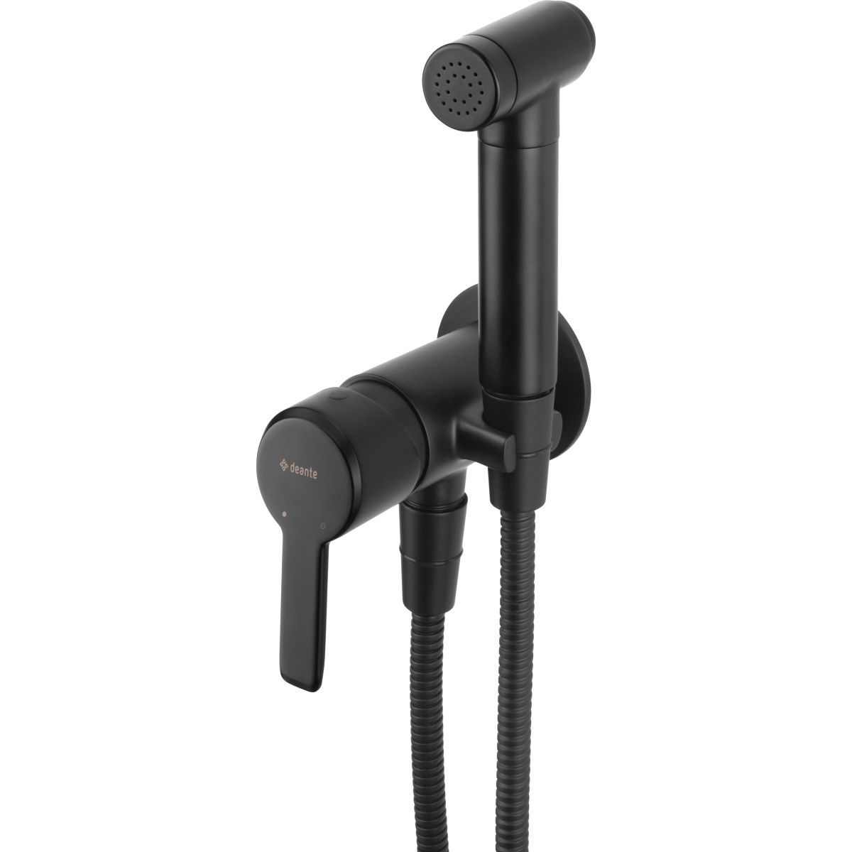 Hygienic WC Set with Built-in Mixer Deante Arnika in Matte Black with 120 cm Flexible