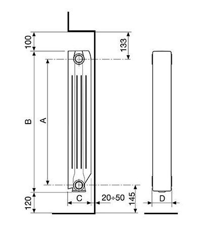 Elément de radiateur en aluminium moulé Fondital Blitz Super B4 (entraxe 500 / profondeur 100) en bronze — vue 5
