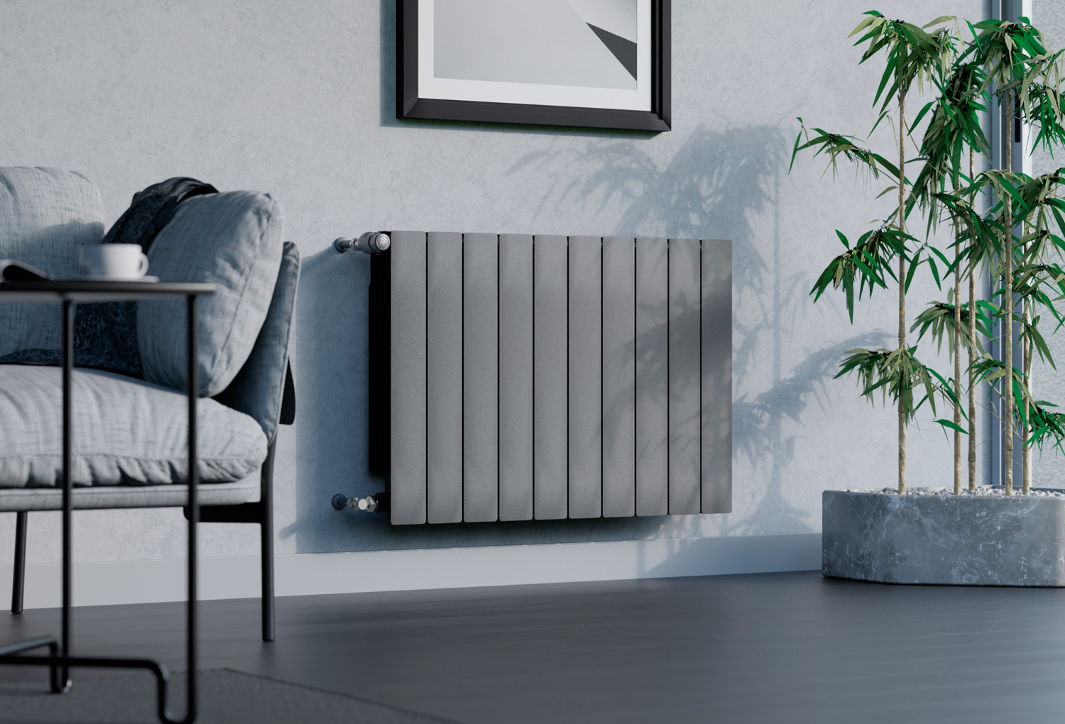 Elément de radiateur en aluminium moulé Fondital Blitz Super B4 (entraxe 500 / profondeur 100) en finition graphite