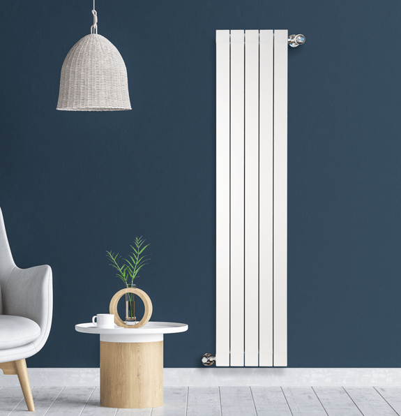 Elément de radiateur décoratif en aluminium moulé Fondital GARDA S (entraxe 180 cm / épaisseur 9 cm) en blanc neutre