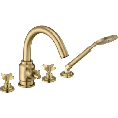 Mélangeur 4 trous pour montage sur bord de baignoire Deante Temisto en PVD laiton brossé