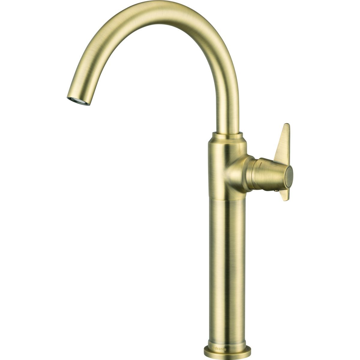High Spout Basin Mixer Deante Temisto 274 without Waste in Brushed Brass PVD