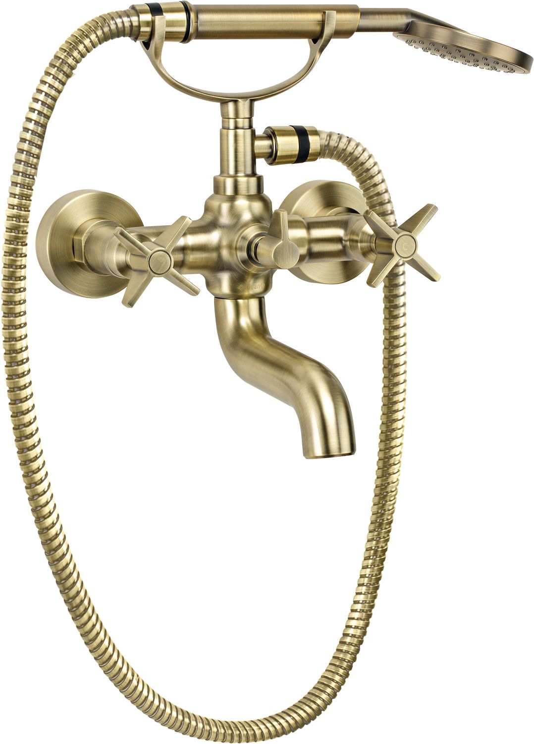 Mélangeur de bain / douche Deante Temisto avec flexible et douchette à main en PVD laiton brossé — vue 3